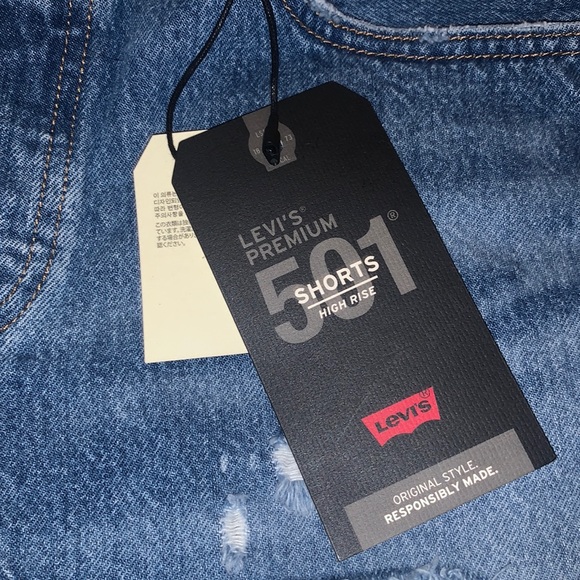 Levi’s 501 high rise button fly shorts size 28 NWT - Picture 3 of 7